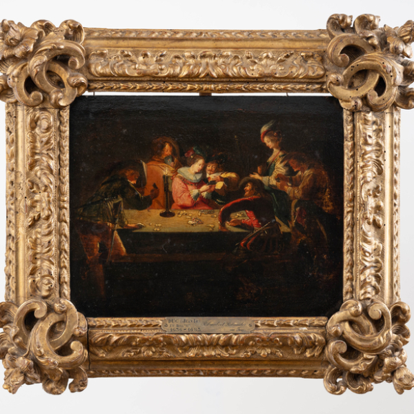 Jugadores de cartas" SEGUIDOR DE JACQUES COLLOT, Escuela Francesa del siglo XVII. &Oacute;leo/Tabla