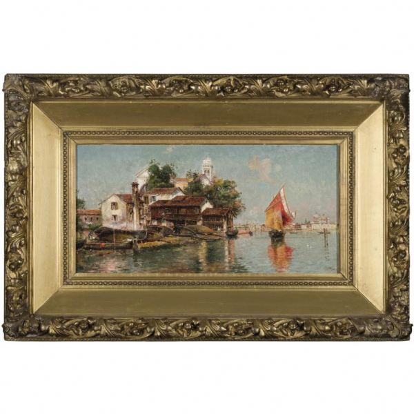 Antonio Reyna (1859 - 1937) "Venecia". Óleo sobre lienzo.  