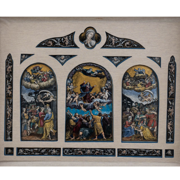 "La boda de Mar&iacute;a, adoraci&oacute;n de los reyes magos y la ascensi&oacute;n de la Virgen Mar&iacute;a" LUDOVIC CR&Eacute;TINEAU -JOLY , h. 1879. Esmalte de Limoges.