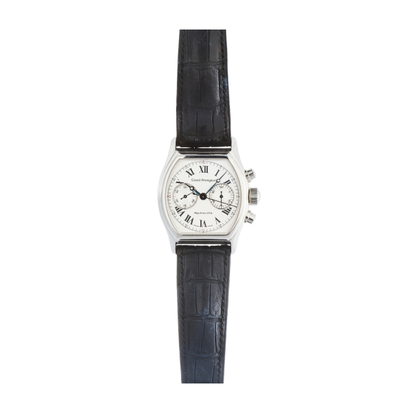 Reloj Girard Perregaux » Richeville» de pulsera unisex, c.1996. Caja tipo barril en acero y correa original en piel. 