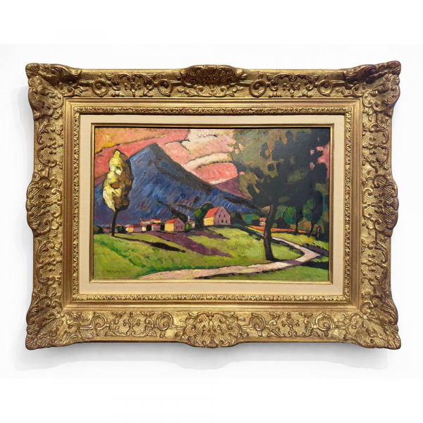 VASILI KANDINSKY (Mosc&uacute;, 1866 &ndash; Neuilly-sur-Seine, 1944)  "Village" (1909).  