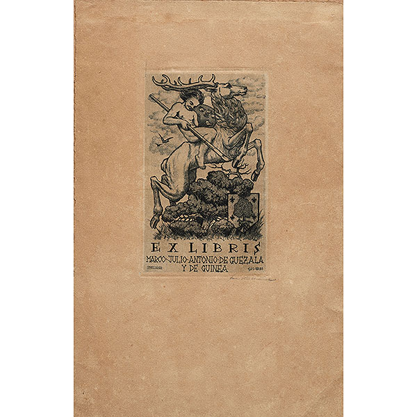 "EX-Libris Marco Julio Antonio de Guezala y de Guinea" STANISLAV KULHANEK (Kladno, República Checa, 1885-1970)
