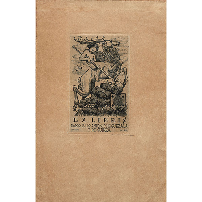 &quot;EX-Libris Marco Julio Antonio de Guezala y de Guinea&quot; STANISLAV KULHANEK (Kladno, República Checa, 1885-1970)