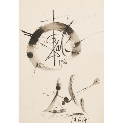 Salvador Dal&iacute; (Figueres, Girona, 1904-1989)  Sin t&iacute;tulo.  Dibujo a tinta y plumilla sobre papel. Firmado y fechado en 1964. 