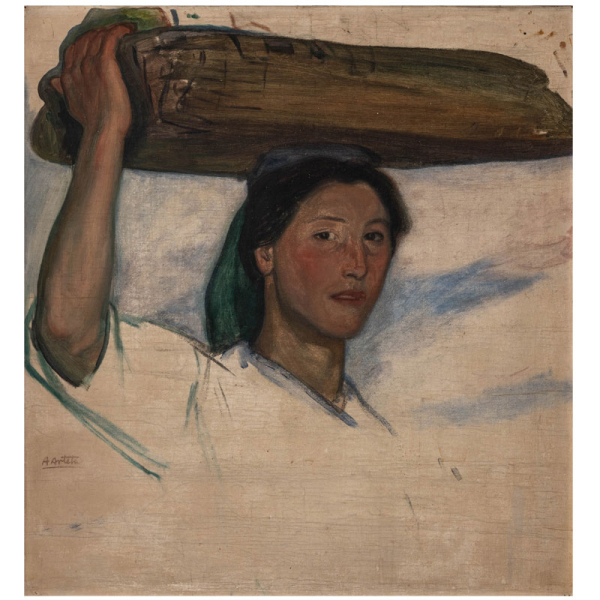 "Sardinera"  AURELIO ARTETA(Bilbao, 1879-1940) Óleo/cartón.