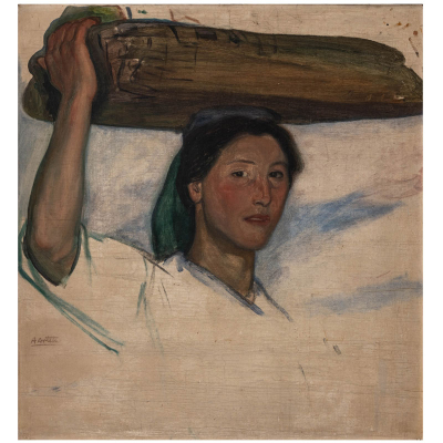 "Sardinera"  AURELIO ARTETA(Bilbao, 1879-1940) &Oacute;leo/cart&oacute;n.
