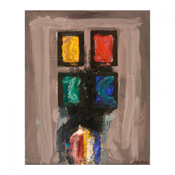 Josep Grau Garriga (Sant Cugat del Vallés, Barcelona, 1929-Angers, Francia, 2011) Composición. Técnica mixta y collage sobre tela. Firmado y fechado en 1989.