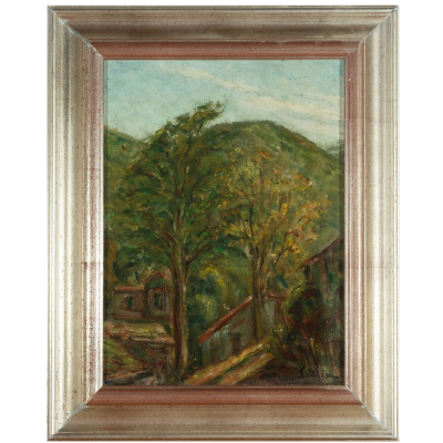 CHAIM SOUTINE (Smilavichy, Bielorrusia, 1893 &ndash; Par&iacute;s, 1943) "Paisaje con casas entre &aacute;rboles" (ca. 1920). 