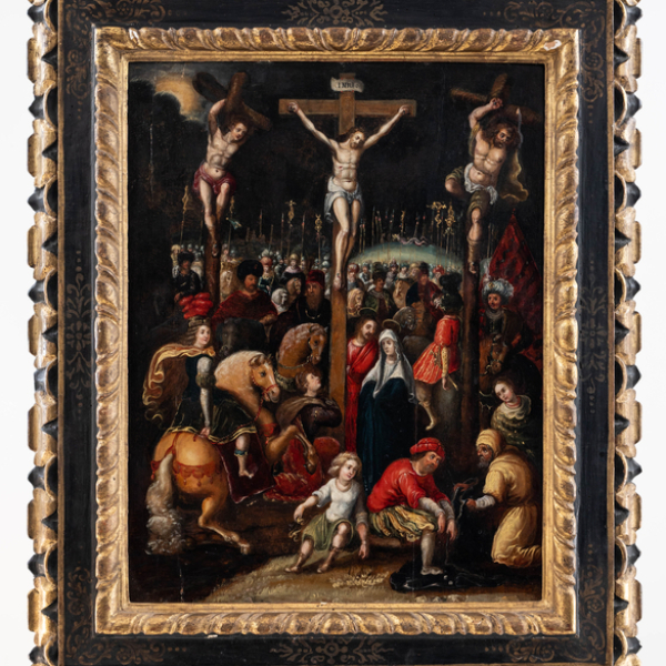 "La crucifixión" SEGUIDOR DE LOUIS CAULLERY (c. 1580-1621) Óleo/Tabla
