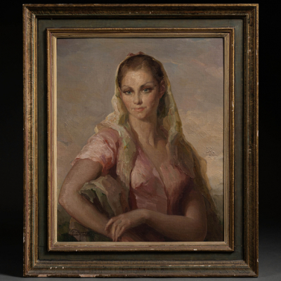 &quot;Mujer de ojos azules&quot;  JULIO MOISES (Tortosa, 1888 - Suances, 1968) 