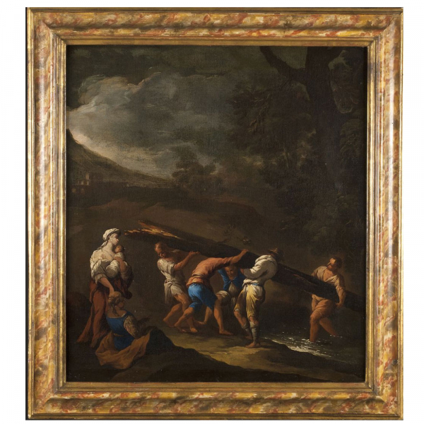 SALVATOR ROSA (Arenella, N&aacute;poles, 1615 - Roma, 1673) "Paisaje fluvial".   &Oacute;leo sobre lienzo.