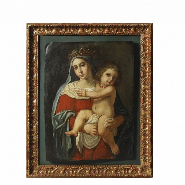 Escuela española s.XVIII-XIX "Virgen con el niño".