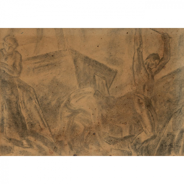 AURELIO ARTETA ERRASTI   (Bilbao 1879 - México 1940)  "La mina"  Firmado: A. Arteta  Carboncilllo / Papel 