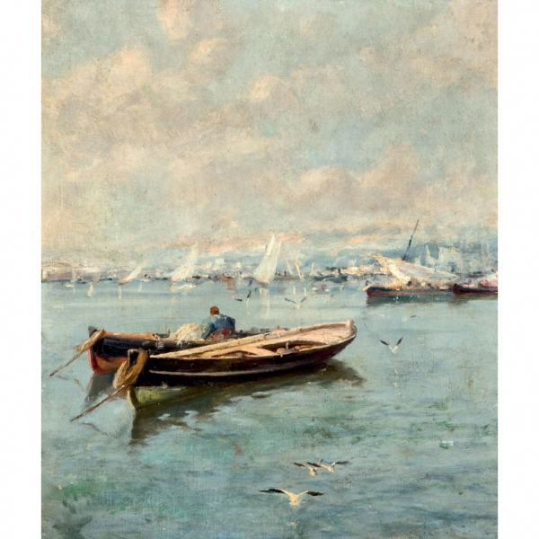 Segundo Matilla (1862-1937). "Marina". Óleo sobre lienzo. Firmado  