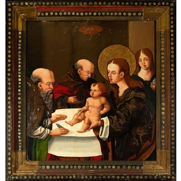 &quot;La Circuncisión de Cristo&quot; en la manera de Vicente Macip, Escuela Valenciana del siglo XV. 