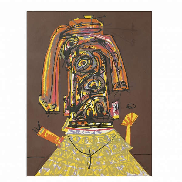 Antonio Saura (1930-1998) "Galería de América 6", 1983.  Litografía a seis colores sobre papel. 