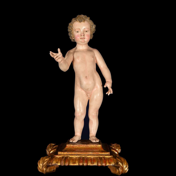 Importante Niño Dios Salvator Mundi, atribuído a JUAN DE MESA (1583-Sevilla,1627). 