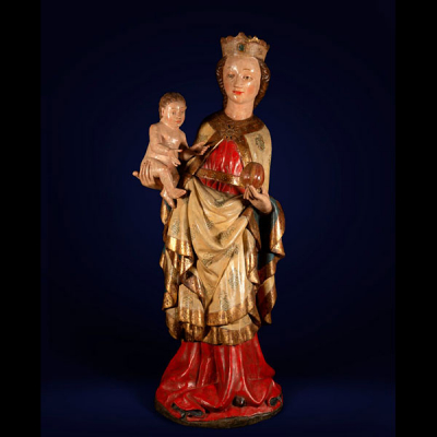 Muy Importante y Grande Virgen con Niño Gótica alemana , Salzburgo o Austria siglo XV.