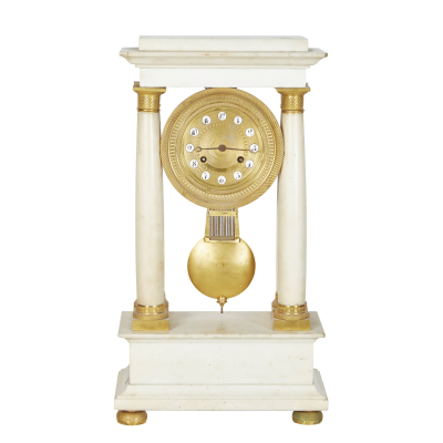 Reloj estilo imperio «de pórtico» en mármol blanco, s.XIX