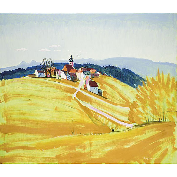 Peter Angermann.  (1945)   &quot;Paisaje&quot;. Óleo sobre lienzo. Firmado en el ángulo inferior derecho.