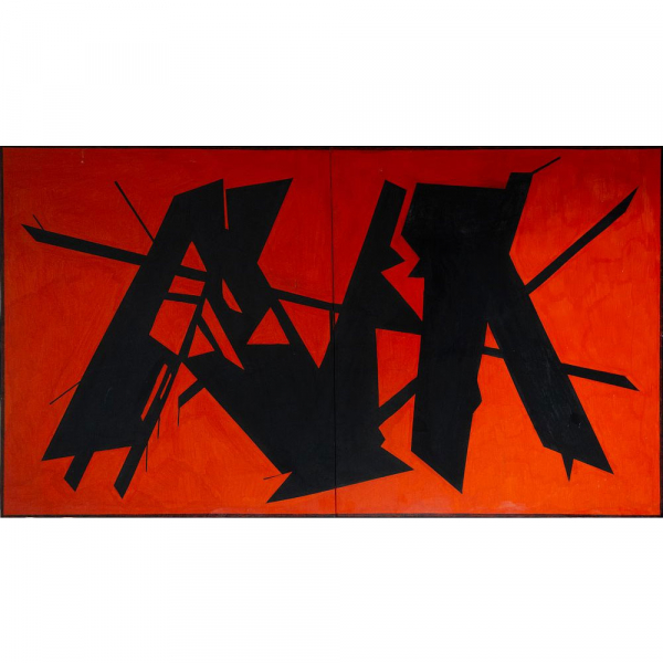 Siguiendo modelos de PABLO PALAZUELO (Madrid, 1915 - 2007) "Sin título".  Técnica mixta sobre dos lienzos ensamblados.
