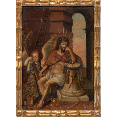 ESCUELA COLONIAL  (S. XVII-XVIII) &quot;Cristo apoyado a la columna en presencia del ángel&quot;