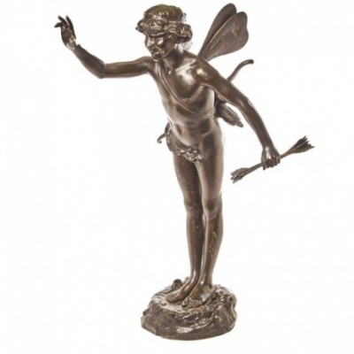 Amédée Charron (Saint Denis sur Loire, 1837-1884) Cupido. Escultura en bonce patinado.