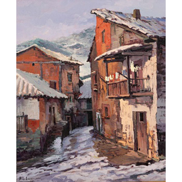 MANUEL DE GRACIA  (Mora de Toledo, Toledo 1937 - 1985) &quot;Casas de Potes&quot; Firmado: M. de Gracia