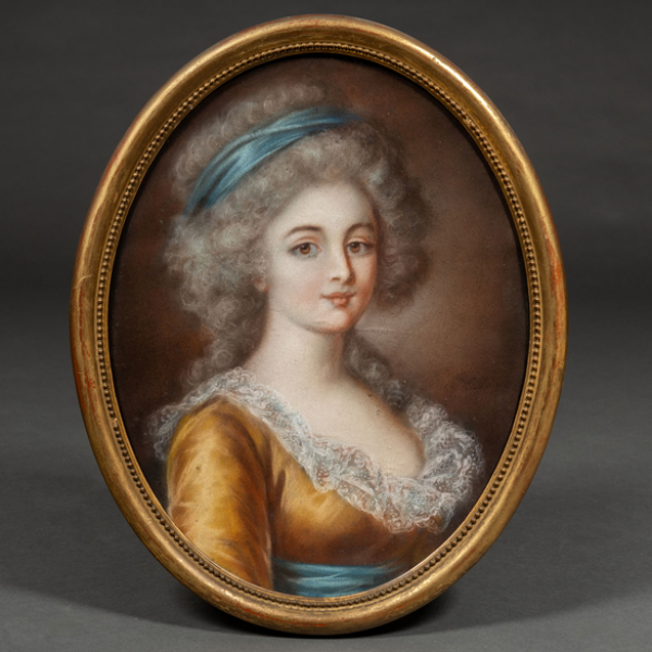 "Retrato de joven dama"  Escuela Francesa, S. XIX 