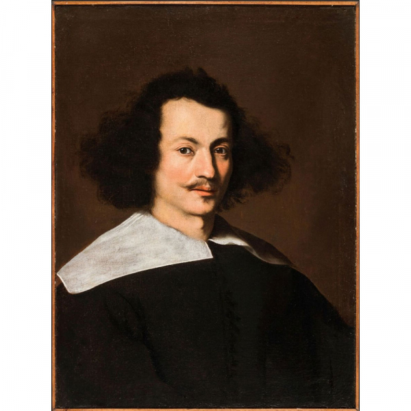 BERNARDO STROZZI (Génova, 1581 – Venecia, 1644) "Retrato de un hombre con cuello blanco".   Óleo sobre lienzo.