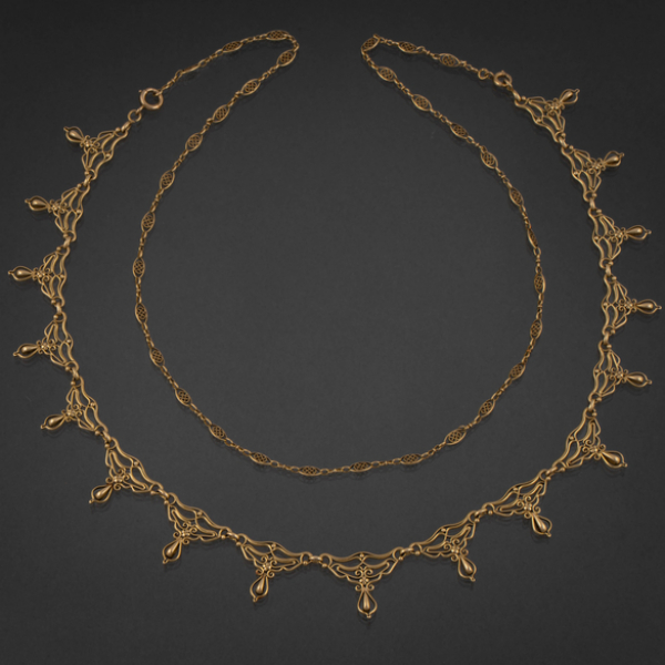 Collar de finales del siglo XIX en oro amarillo de 18 kt. Trabajo Francés, finales del siglo XIX