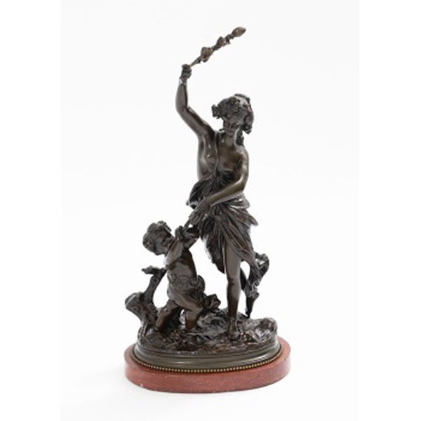 ESCUELA EUROPEA   (Fin S. XIX - Pp. S. XX)  "Alegoría al vino"  Bronce patinado