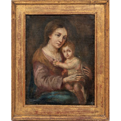 ESCUELA ESPAÑOLA  (S. XVII) &quot;Virgen con niño&quot;