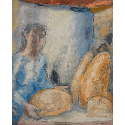 MANUEL COLMEIRO. &quot;La panadera&quot;.  Firmado: M. Colmeiro.  Óleo / Lienzo  