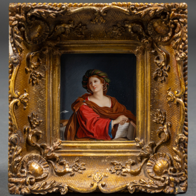 &quot;Sibila Samia&quot; Miniatura italiana del siglo XIX Seguidor de Giovanni Francesco Barbieri