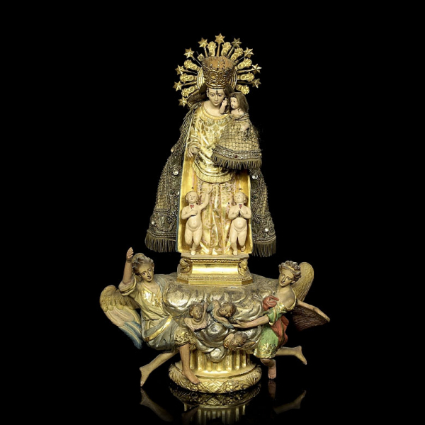 Escultura de cerámica policromada "Virgen de los Desamparados", s. XIX. 