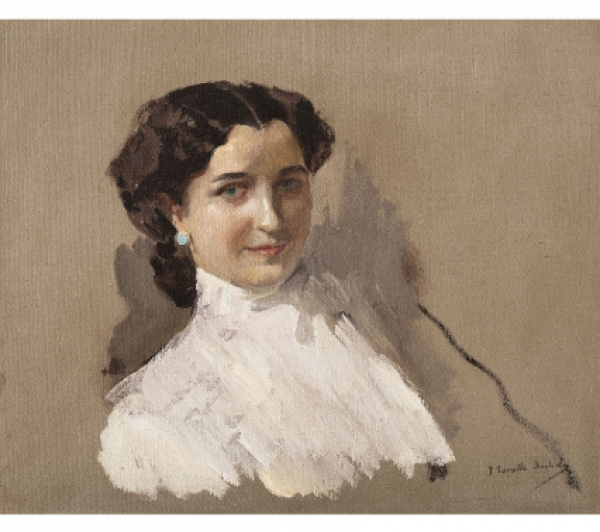 JOAQUÍN SOROLLA (Valencia, 1863 - Madrid, 1923)  Retrato de María Lorente de Rodríguez Óleo sobre lienzo 