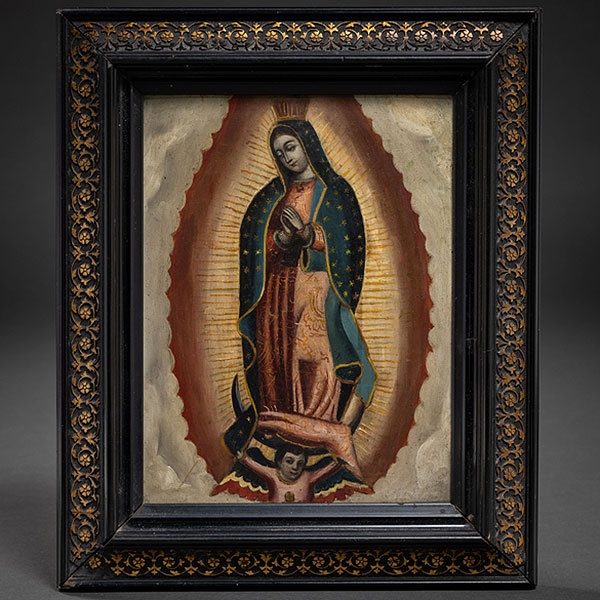 &quot;Virgen de Guadalupe&quot;  ESCUELA COLONIAL DEL SIGLO XVIII.   Técnica: Óleo/Cobre