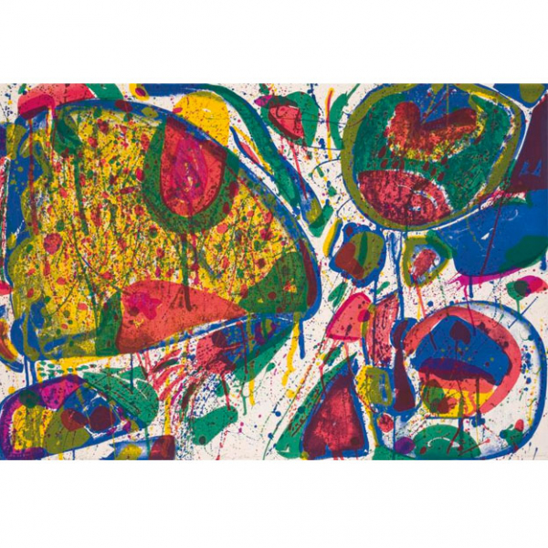 Sam Francis. "Bright Jade Ghost (Variant II) (1963)". Litograf&iacute;a sobre papel BFK Rives. Firmada 