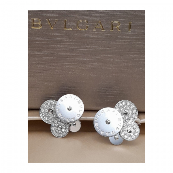 BVLGARI «Ciclade» Pendientes de la prestigiosa firma en oro blanco con cuatro aros giratorios con diamantes