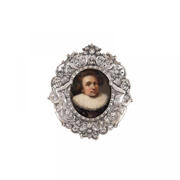 Seguidor de Rembrandt S. XVII. &quot;Caballero con gola&quot;. Miniatura pintada al óleo sobre cobre.