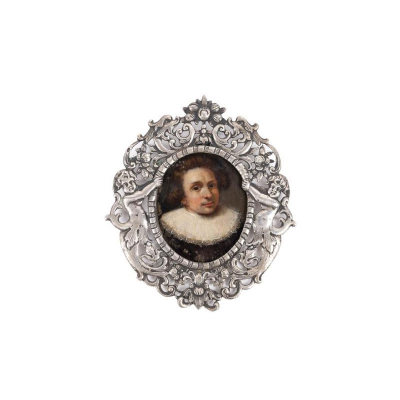 Seguidor de Rembrandt S. XVII. &quot;Caballero con gola&quot;. Miniatura pintada al óleo sobre cobre.
