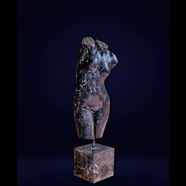 Busto femenino, Venus romana en mármol negro, Italia, principios del siglo XX.