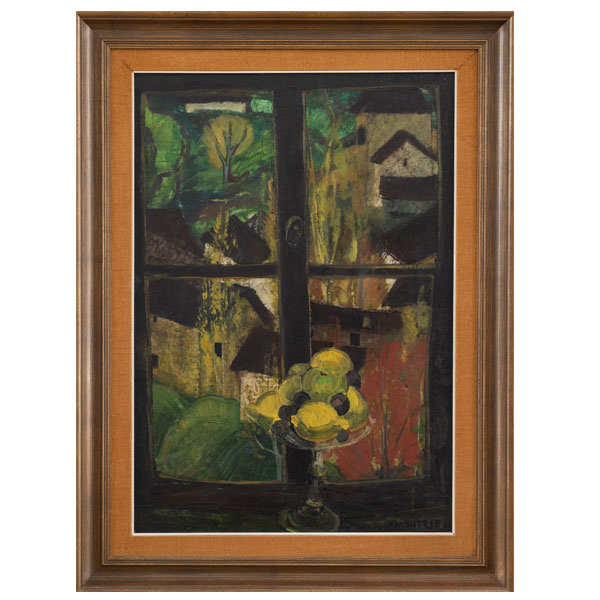 &quot;Ventana con frutero&quot;  JESÚS MONTES IRIBARREN (Irún, 1940) 