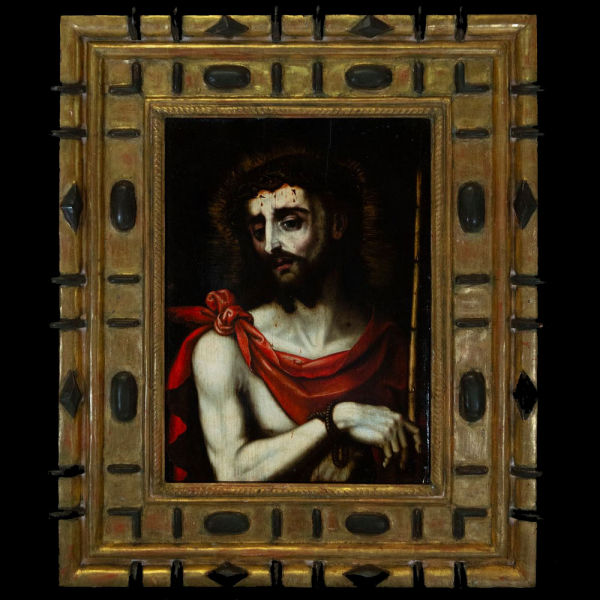LUIS DE MORALES "EL DIVINO" (Badajoz h. 1510 - 1586) "Ecce Homo".   Óleo sobre tabla