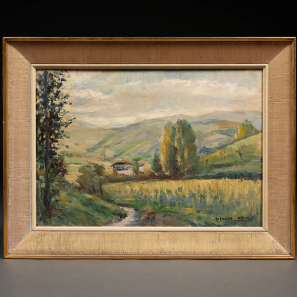 &quot;Paisaje de Vera de Bidasoa&quot;  BERNARDINO BIENABE ARTIA (Irún, 1899- Navarra, 1987)