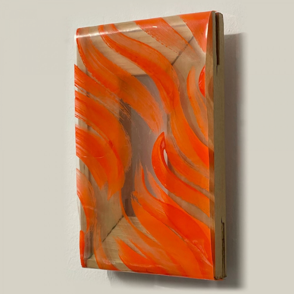 CARLA ACCARDI (1924 - 2014) "Segni Arancio" (1967).    Pintura sobre sicofoil. 