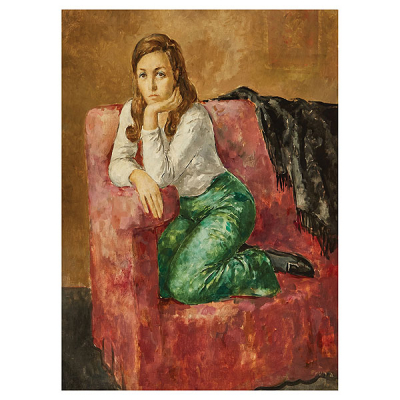 Pere Pruna Ocerans (Barcelona, 1904-1977) Figura femenina sedente. Óleo sobre tela.