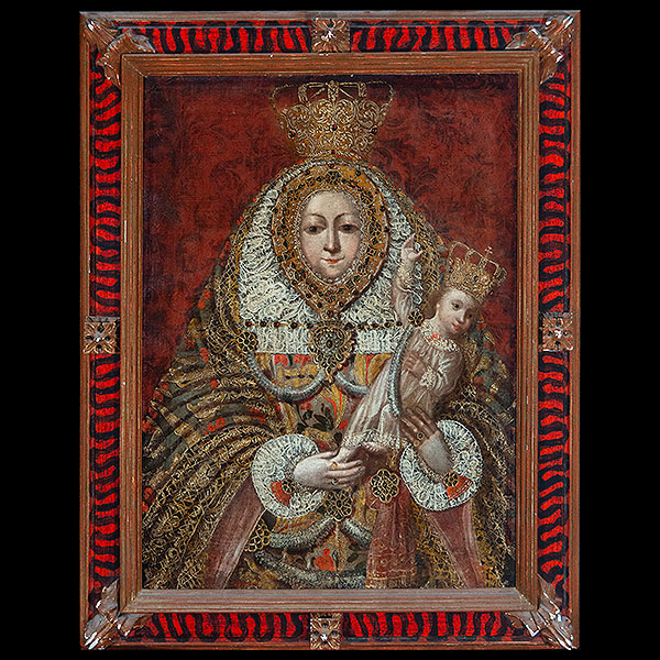 Escuela Cuzqueña del siglo XVII - Virgen con el Niño.