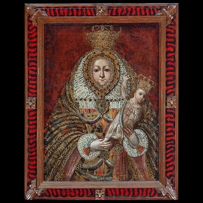 Escuela Cuzqueña del siglo XVII - Virgen con el Niño.